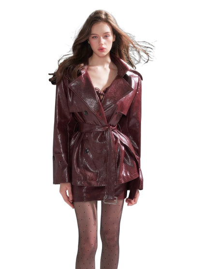 Vintage Oversized Waist-Cinching Leather Jacket