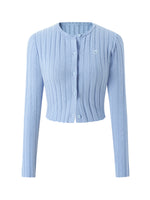 Crew-neck Long-sleeve Knitted Cardigan
