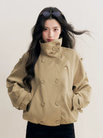 Khaki Cropped Trench Jacket