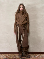Retro PU Contrast Collar Jacket