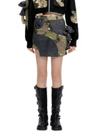 Camo Denim Short Skirt