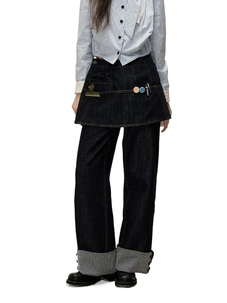 Detachable Apron Cuff Jeans