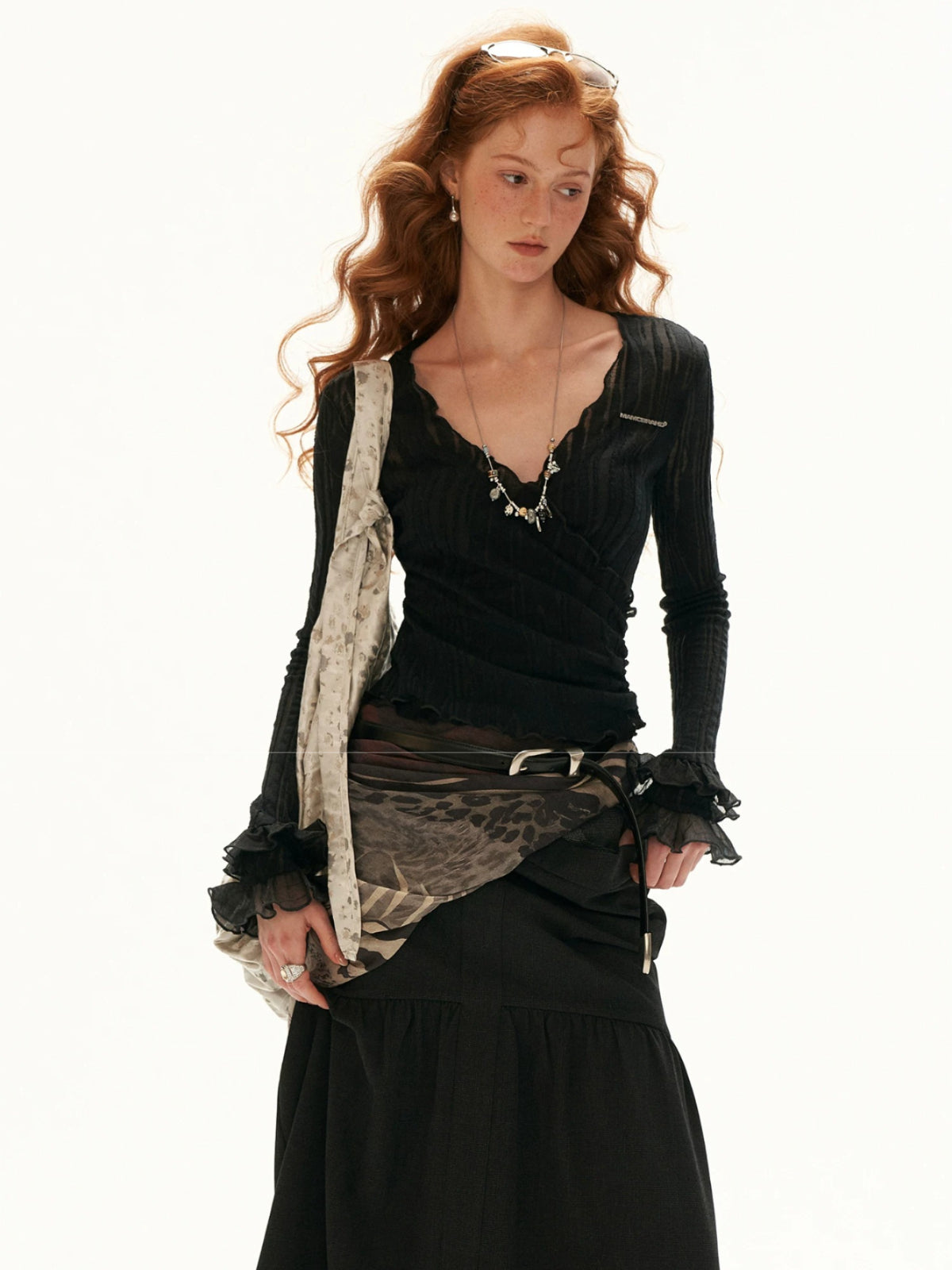 Lace Trim Wrap Knit Cardigan
