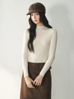 Pure Wool Mock Neck Knit Top