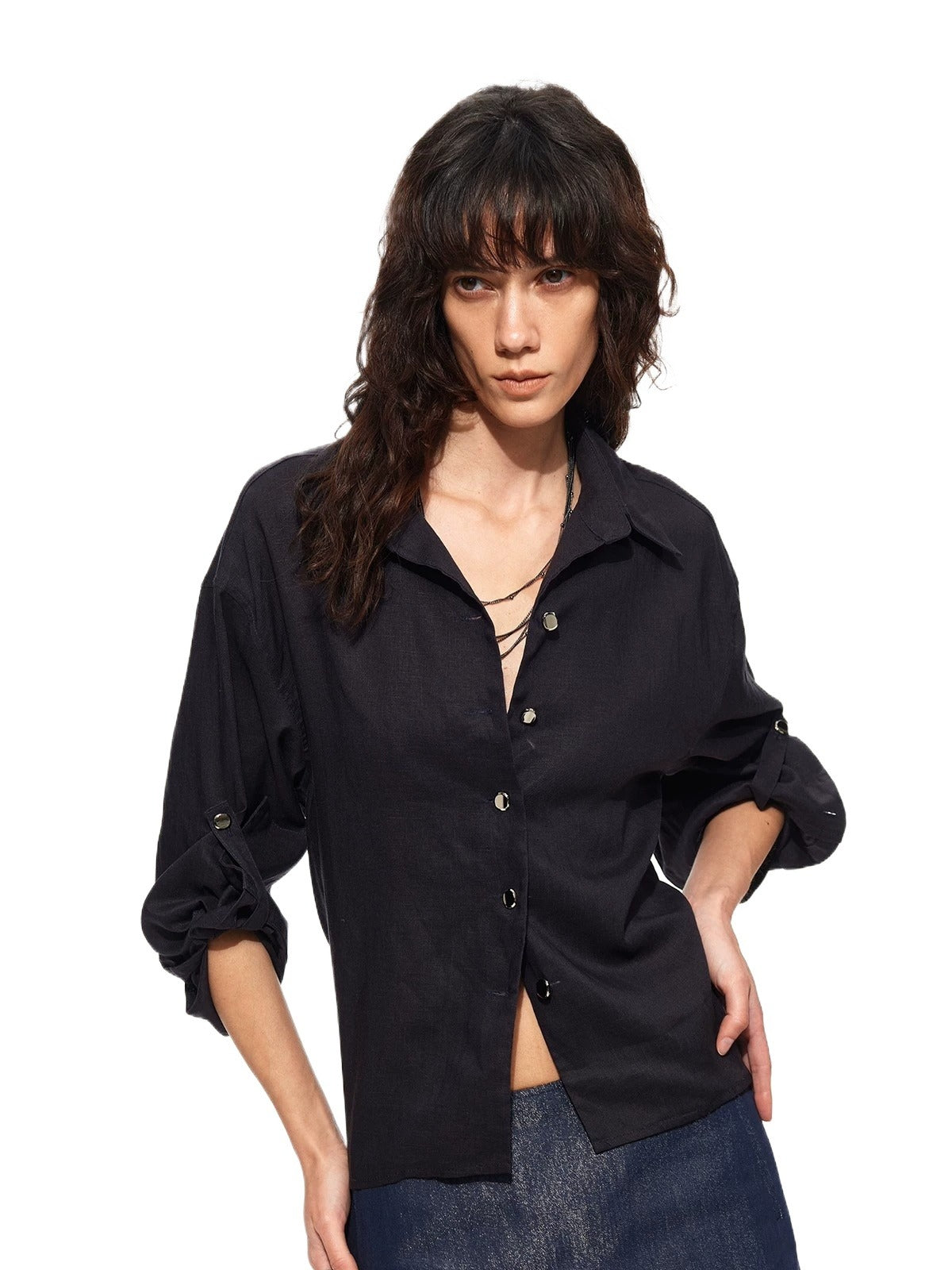 Roll Sleeve Waist Shirt