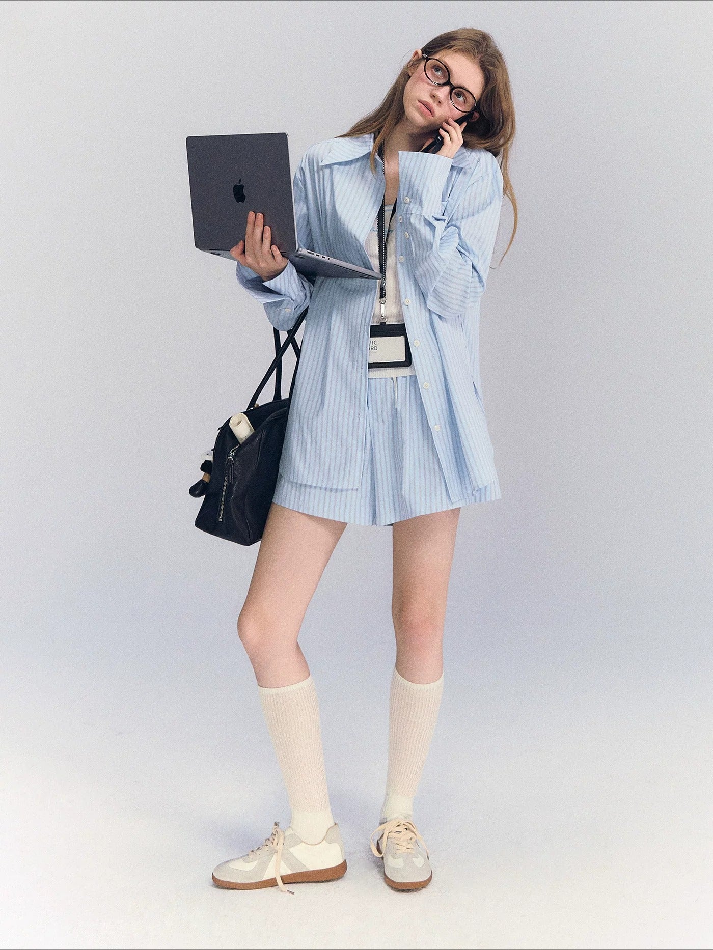 Striped Shirt Shorts Set