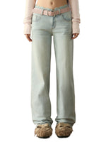 Light Wash Lace Waist Jeans