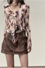 Vintage PU Leather Jacket & Skirt Two-Piece Set