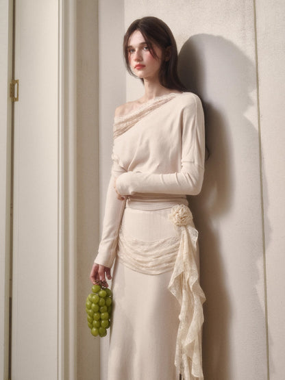 Breathe Lace Off-Shoulder Blouse &amp; Skirt Set