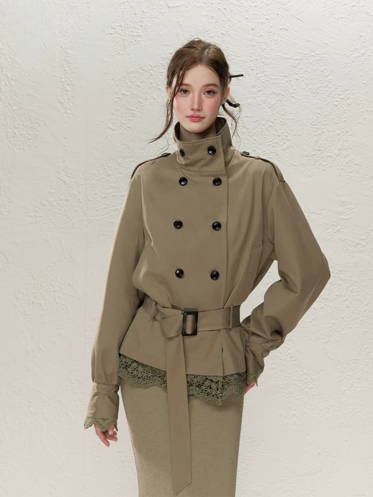 Lace Detail Trench Coat