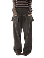Detachable Skirt Panel Straight Leg Pants