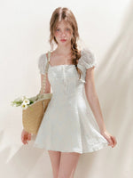 Embroidered Lace-Trim Dress