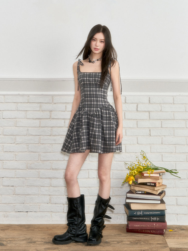 Irregular Neck Floral Waist-Defined Dress