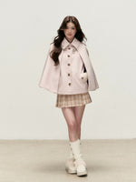 Vintage Plaid Panel Wool Cape Coat