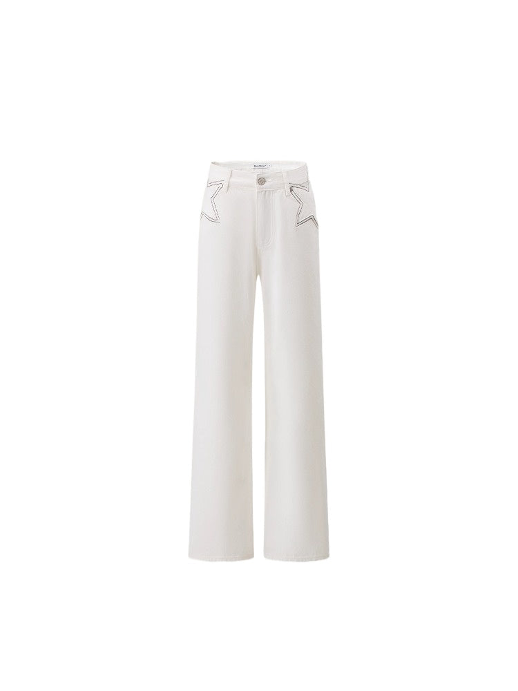 Star Denim Wide-Leg Pants