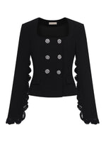 Mirage Vintage Lace-Collar Blazer & Flared Skirt Set