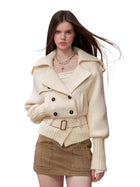 Wool-Blend Knit-Panel Jacket