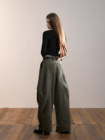 Army Green Wide-Leg Pants