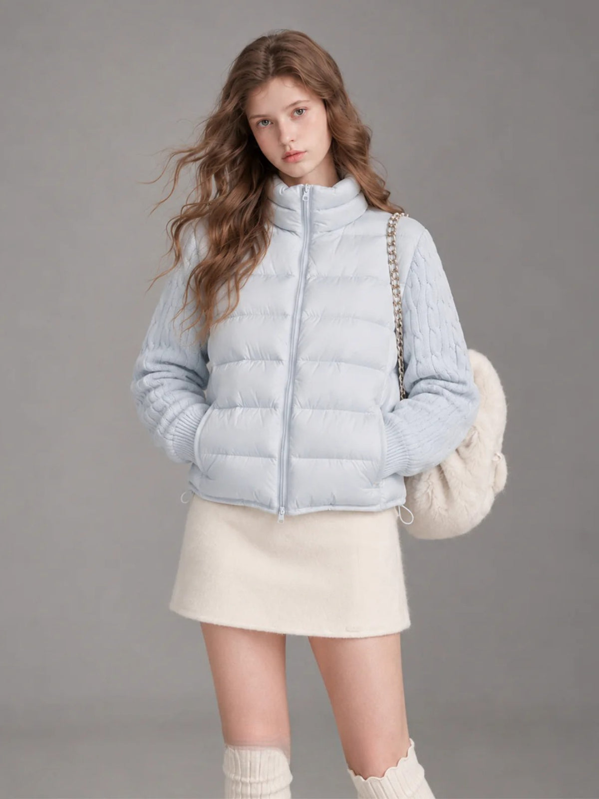 Duck Down Quilted Knit Puffer Jacket