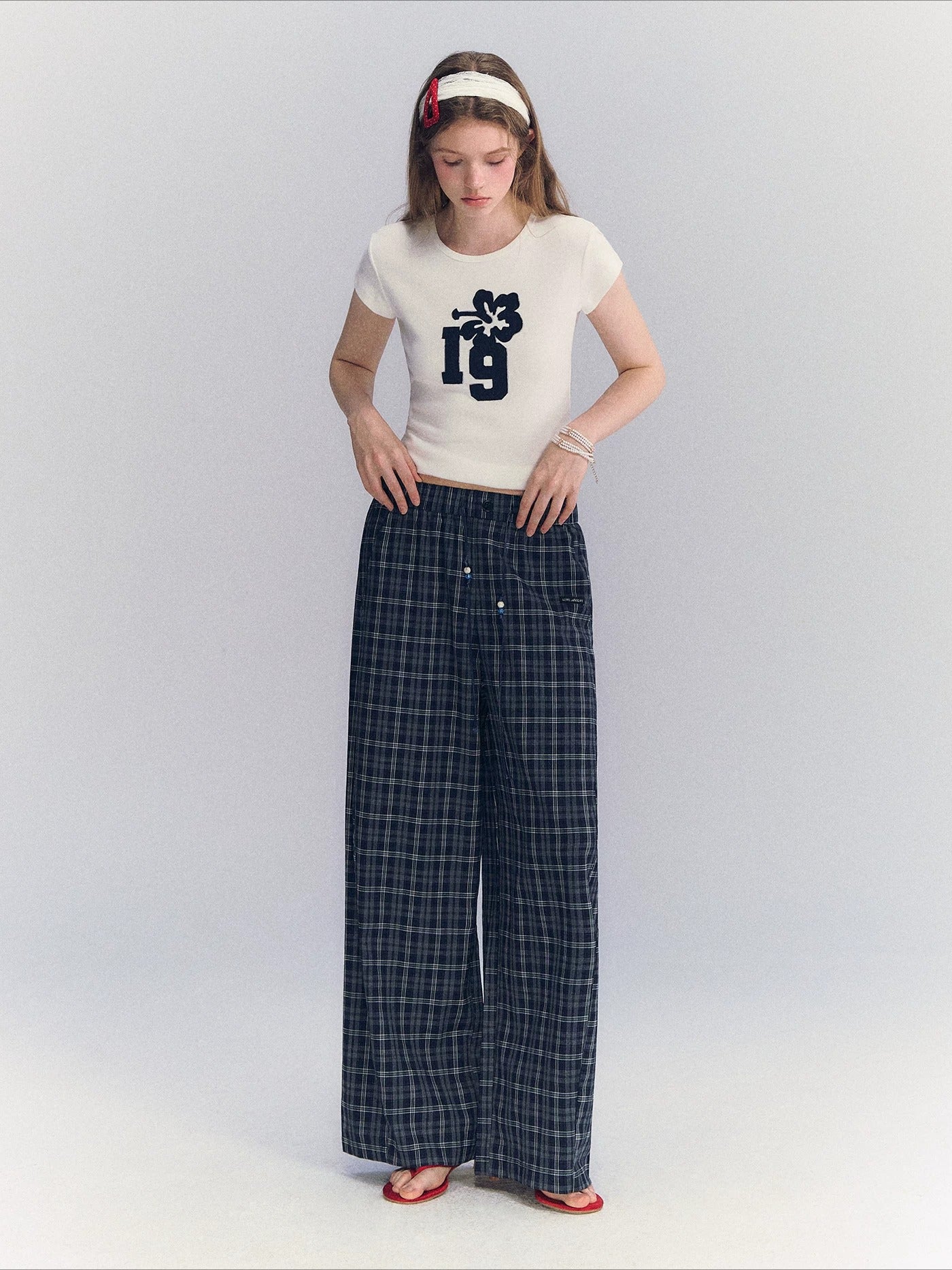 Plaid Wide-Leg Pants