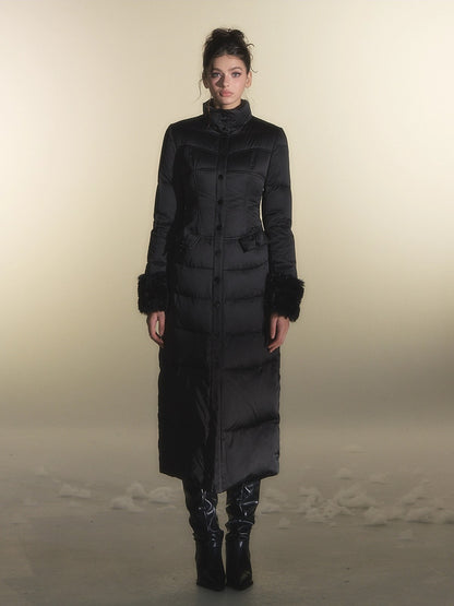 White Duck Down Waist-Coated Long Down Jacket