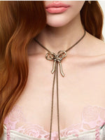 Vintage Rhinestone Bow Necklace
