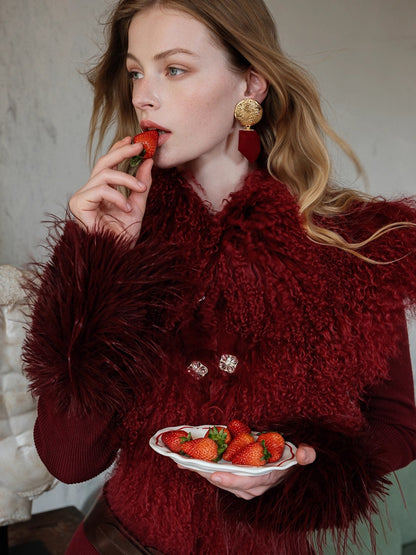 Vela Reversible Faux Fur Wool Blend Jacket