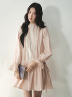 Mock Neck Lace Trim Dress