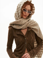 Textured Wave Knit Scarf
