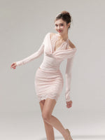 Lace Knit 2-in1 Blouse & Skirt Set