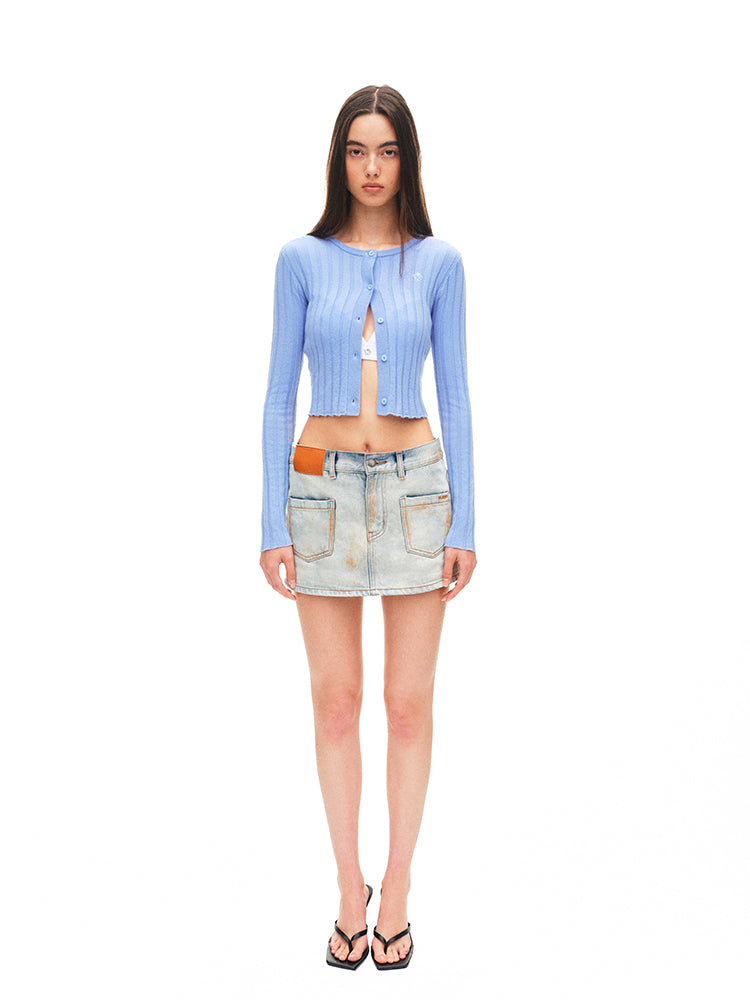 Fold-structured Low-waist Skirt