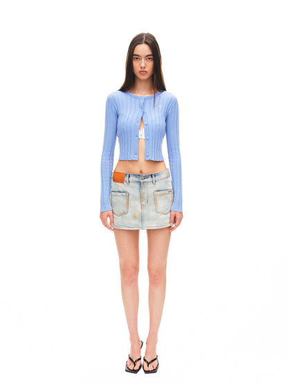 Fold-structured Low-waist Skirt