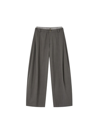 Double Waistband Pleated Wide Leg Pants