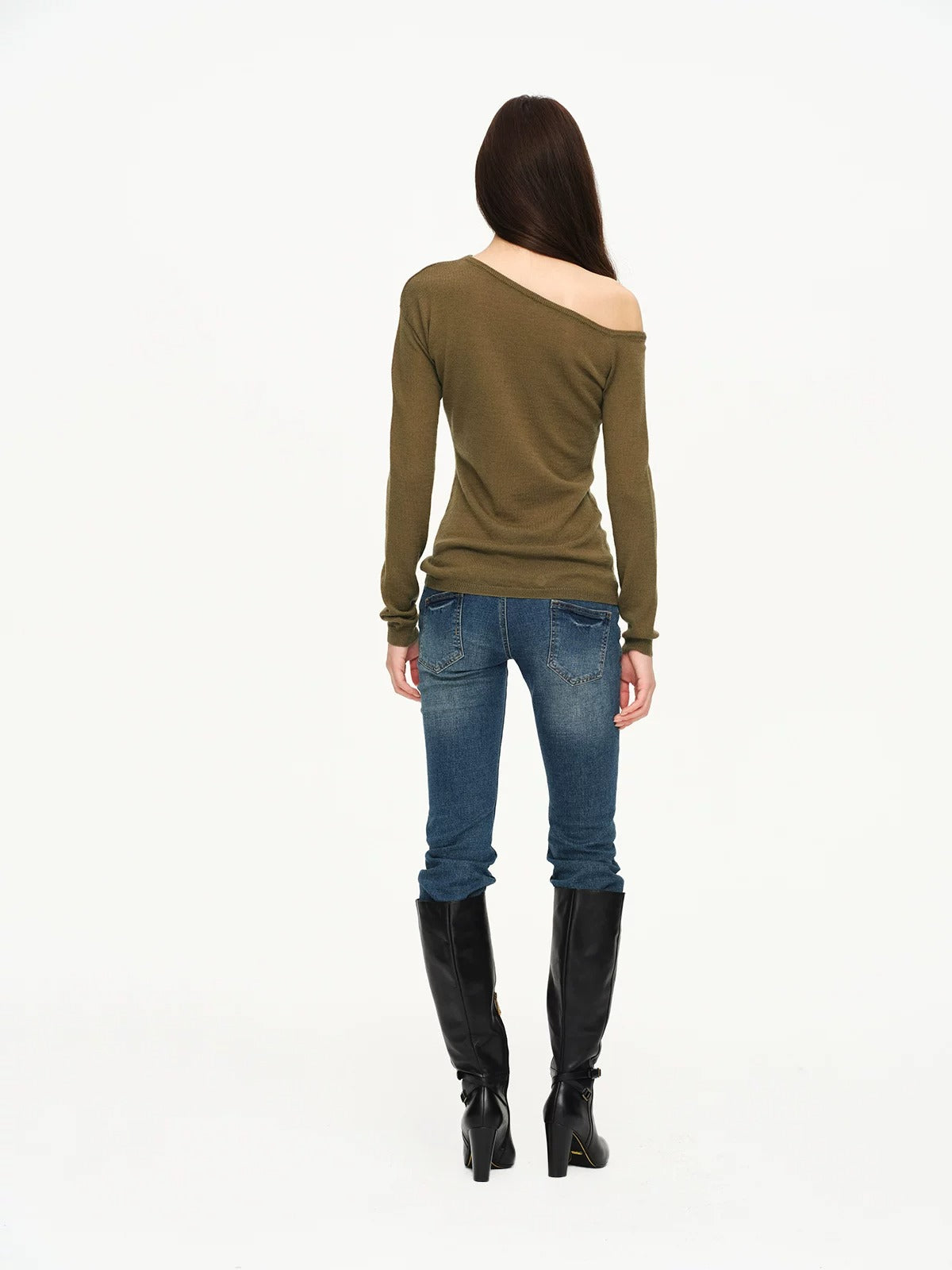 Two-Tone Openwork Merino Wool Sweater
