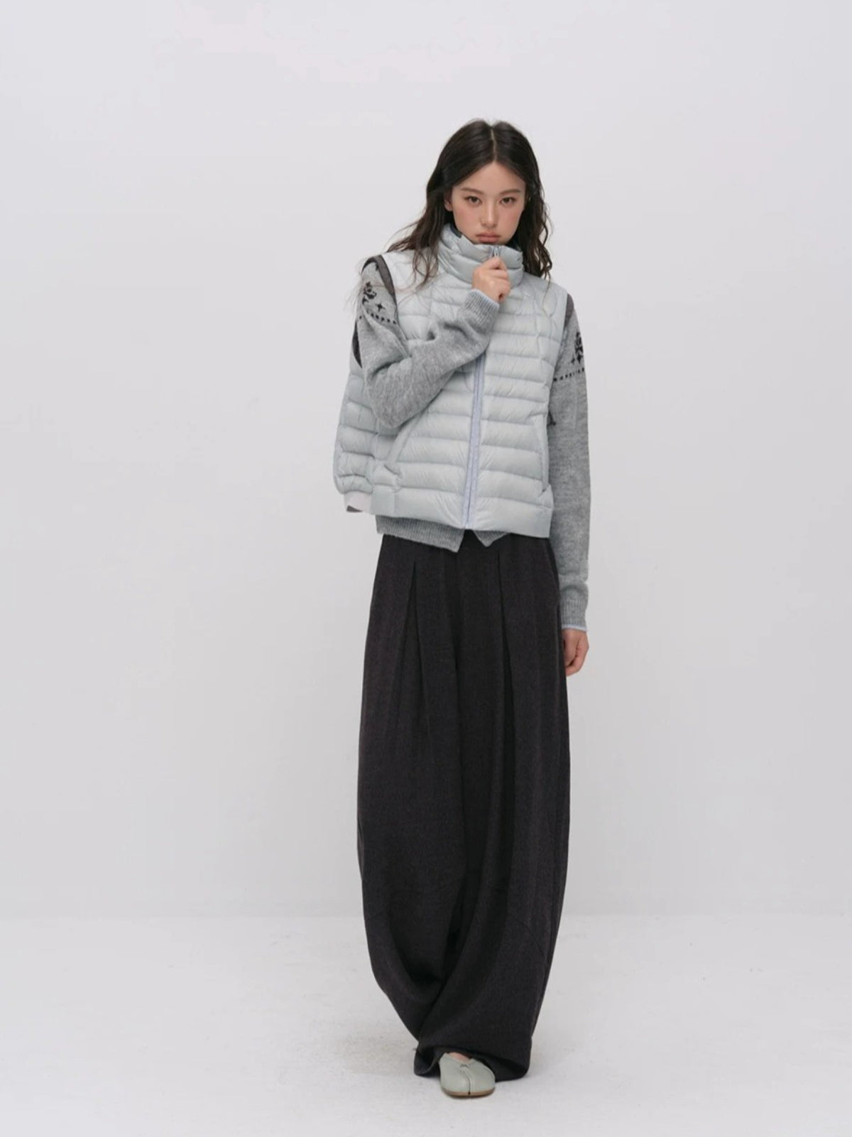 Contrast Quilted Down Vest
