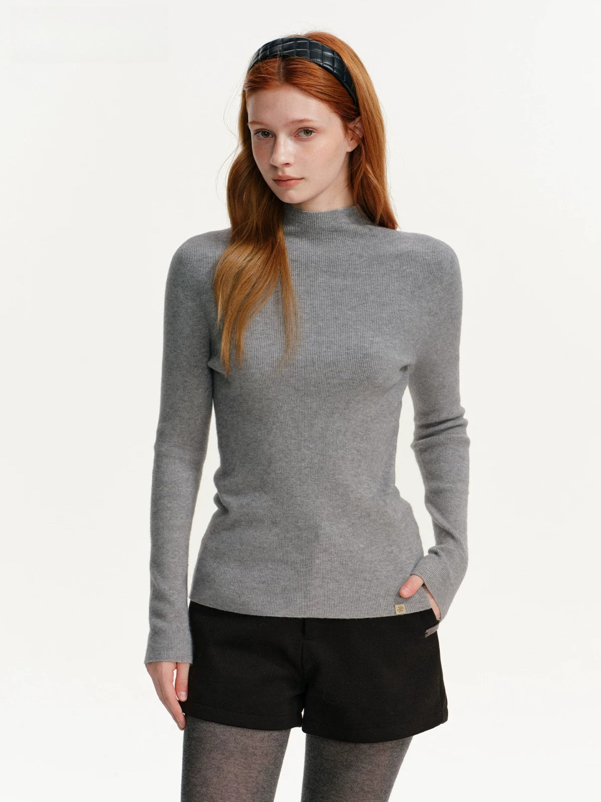 Seamless Wool Blend Mockneck Top