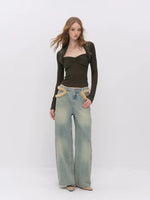 Lace Panel Square Neck Top
