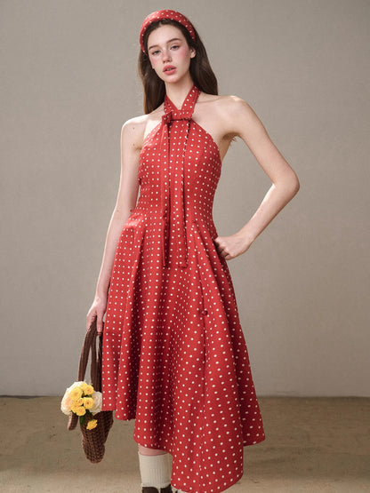 Berry Bordeaux Red Halter Dress