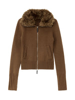 Vintage Wool Fur Collar Cardigan