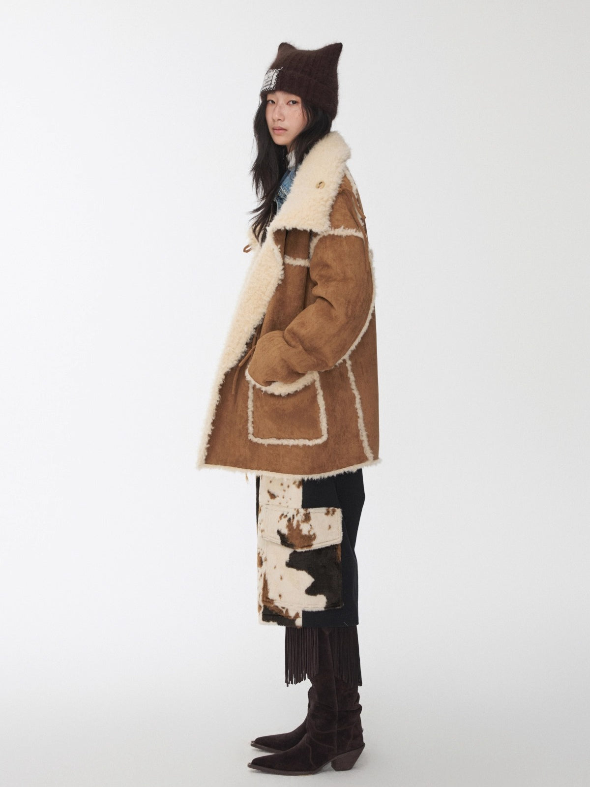Reversible Shearling Toggle Jacket