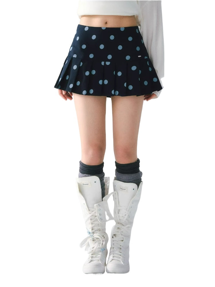 Polka Dot Pleated Skirt