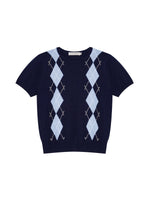 Vintage Argyle Knit Cardigan Set
