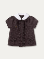 Polka Doll Collar Shirt & Skirt Set