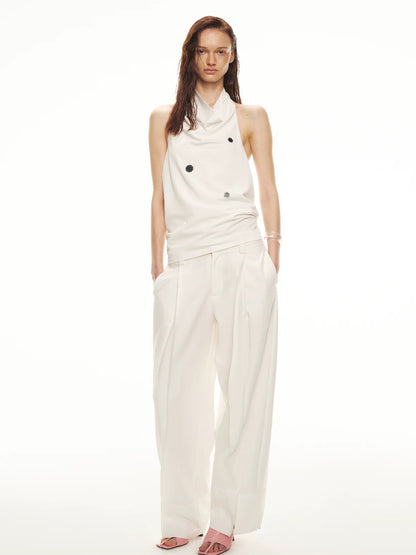 Pleated Cuff Straight Pants