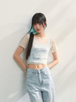 Blue Printed 2-in-1 T-shirt
