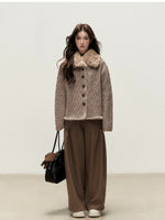 Vintage Brown Pleated Straight-Leg Pants