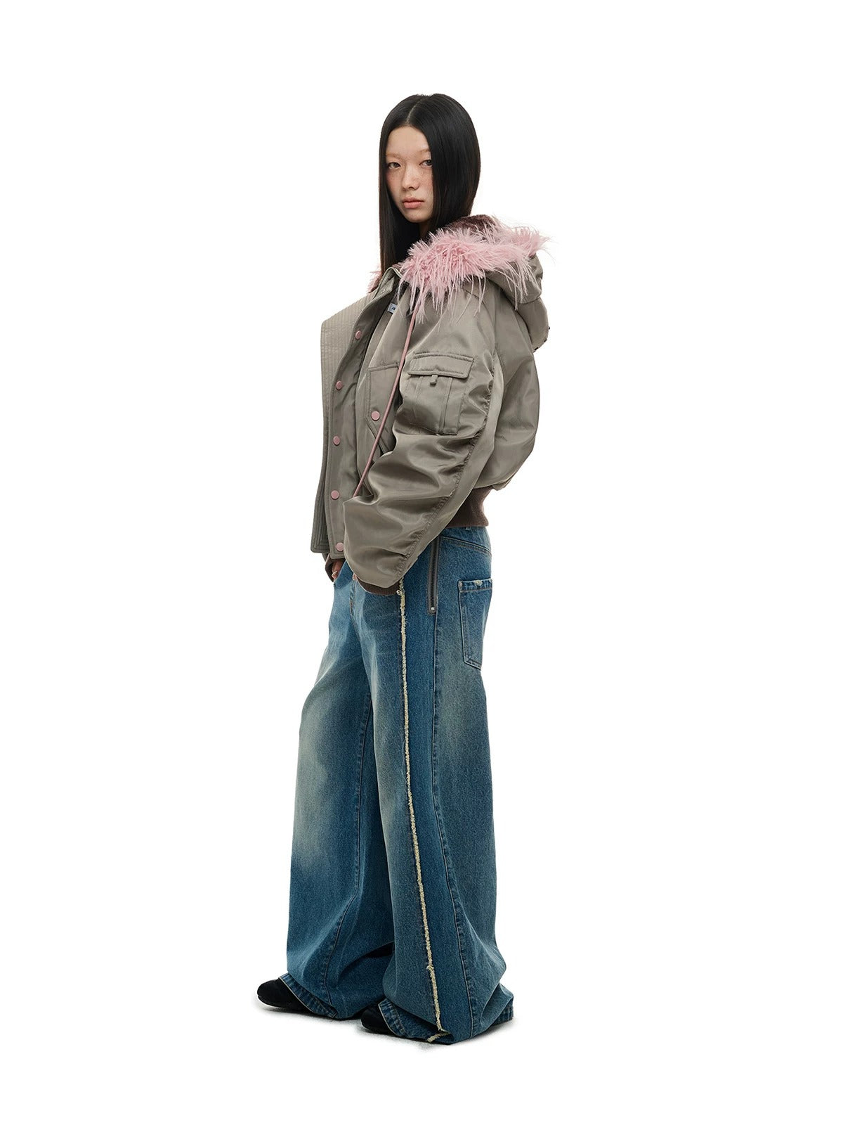 Vintage Hooded Fur Collar Down