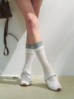 Color Block Miu Style Mid-Calf Socks
