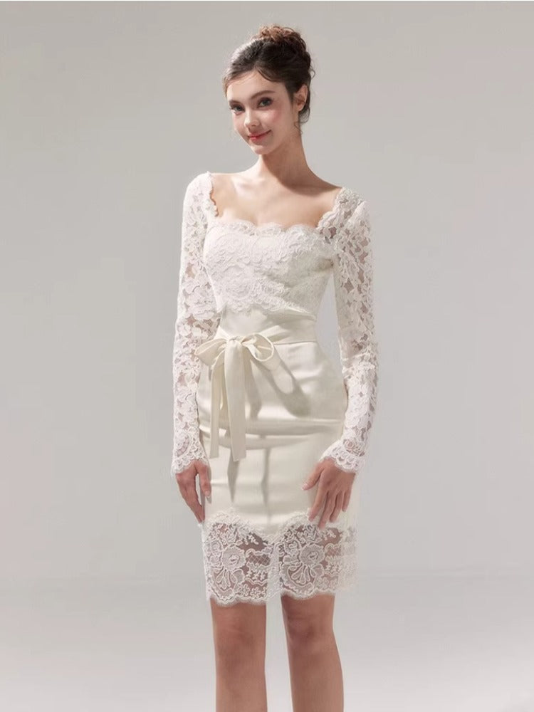 Satin Lace Bodycon Dress