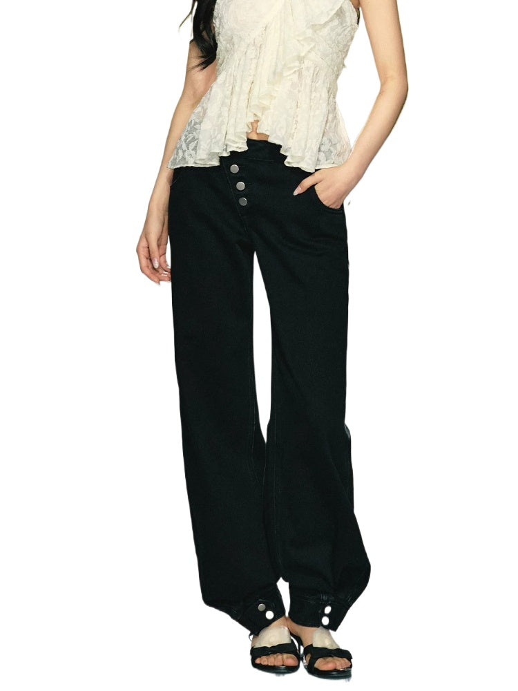 Asymmetric Straight Leg Jeans